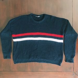 Brandy Melville Navy Knit Sweater with Stripes